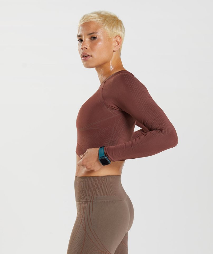 Przycięte Topy Gymshark Apex Seamless Damskie Ciemny Brązowe | PL 824HSR